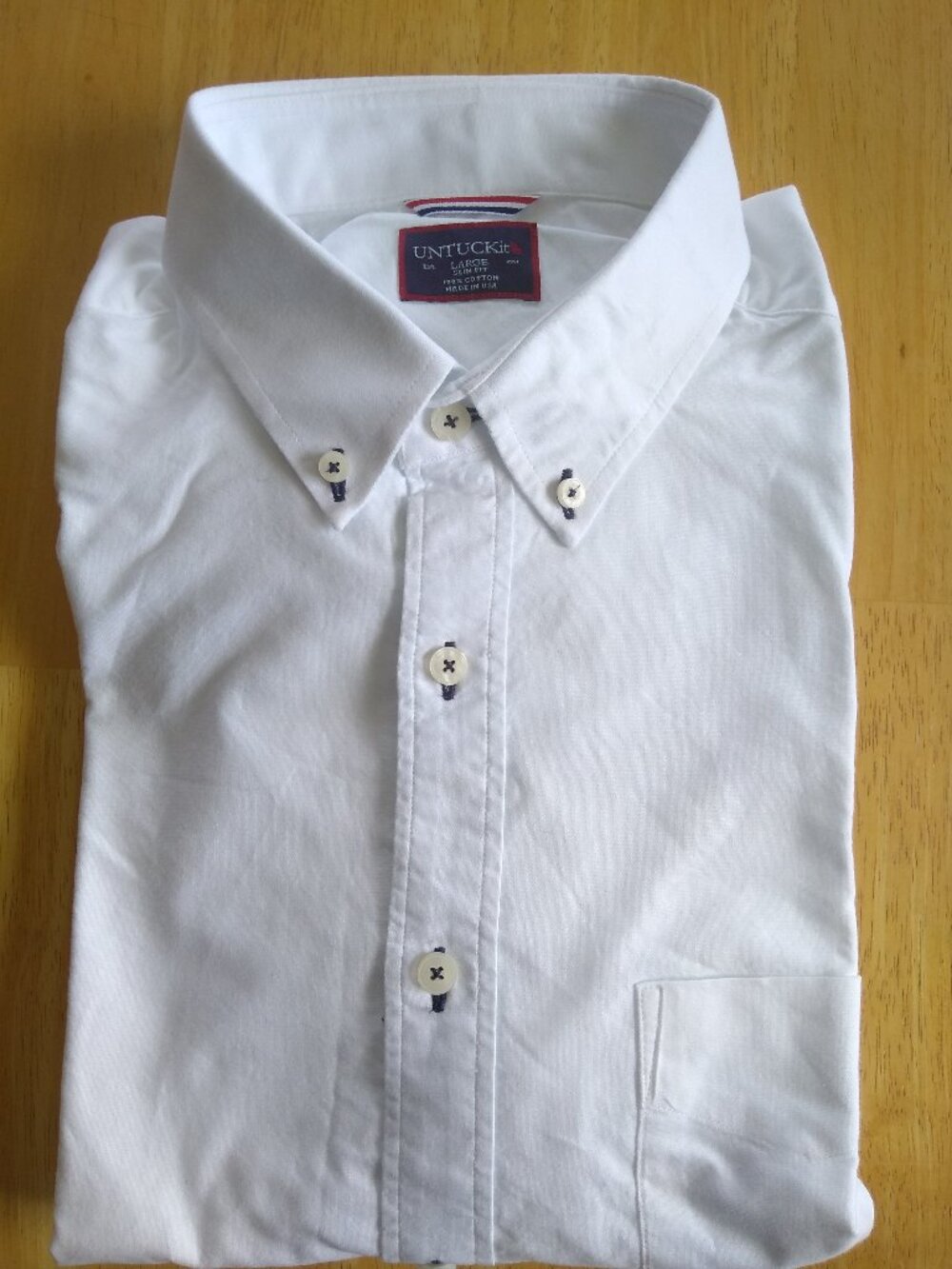 NWOT UNTUCKit White Oxford Cloth Shirt L Slim MSRP $108